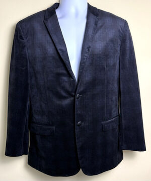 Haupt Velvet Blazer 52 black blue plaid Evening Formal